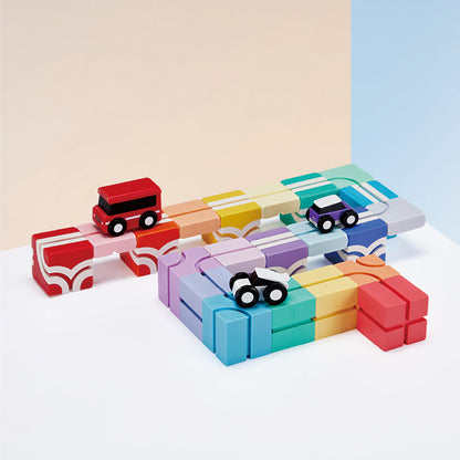 Configuración de pista curva con cubos magnéticos Qbi Creator